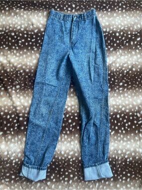 Vintage 100% cotton paisley print high waisted jeans